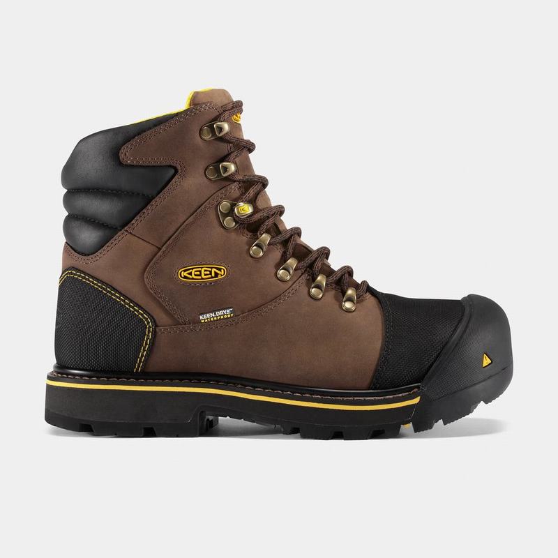 Keen Milwaukee Waterproof Steel Toe Mens Work Boots Brown/Black Discount (6827-WBXSG)